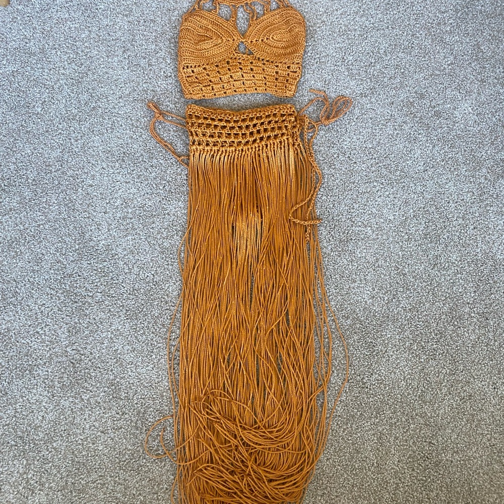 Handmade Crochet Halter Bikini Set in Mustard
